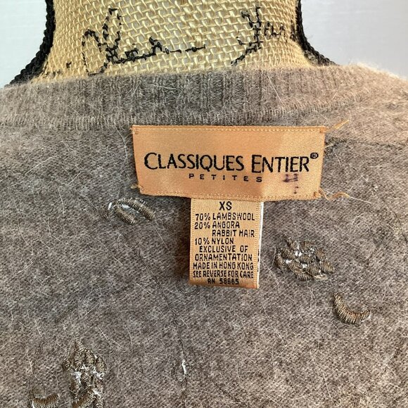 Classiques Entier Sweater Set Lambswool Knit Tank Top & Cardigan Womens XS Tan - Picture 14 of 16